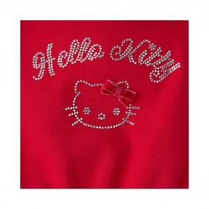 เสื้อฮู้ดผ้าฟลีซพรีเมียมสำหรับผู้หญิง ดีไซน์ซิปสีแดงเข้ม แต่งลายสวยงาม เสื้อกันหนาวมีฮู้ดสำหรับผู้หญิง รุ่น Tcp X Hello - Product Image 1