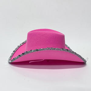 Chapeau <span class=keywords><strong>de</strong></span> cow-boy occidental <span class=keywords><strong>de</strong></span> loisirs à large bord roulé, <span class=keywords><strong>de</strong></span> haute qualité, à bord argenté, réglable pour les fêtes costumées, utilisation quatre saisons - Product Image 3