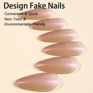 Almond <strong>Plain</strong> Color Electroplated <strong>Nail</strong> Tips Finished Detachable Handcrafted Wearable False <strong>Nails</strong> with a Premium Feel - Product Image 2