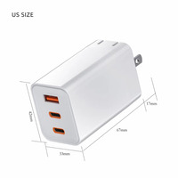 Adaptateur GaN 65W QC3.0 PD Charge Super Rapide US EU AU UK KC Plug USB C Chargeur Mural Pour Chargeur de Téléphone et Ordinateur Portable