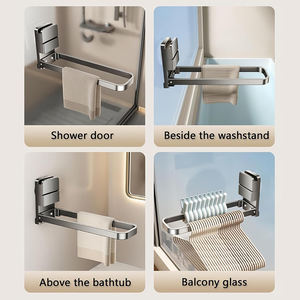 Petit porte-serviettes mural pliable à ventouse pour salle de bain et cuisine, support pour serviettes et essuie-mains - Product Image 4