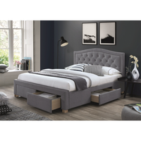 Lit moderne européen en tissu, simple ou double, avec cadre réglable, disponible en tailles Twin, Queen, King Size américain, et lit ottoman avec rangement intégré.