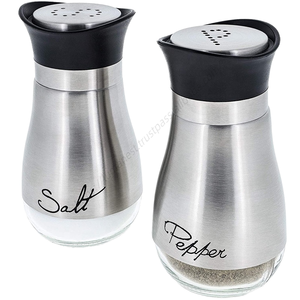 Vente en gros de salières et poivrières en verre personnalisées de haute qualité, 120 ml, en acier inoxydable, pour cadeaux, cuisine - Product Image 1