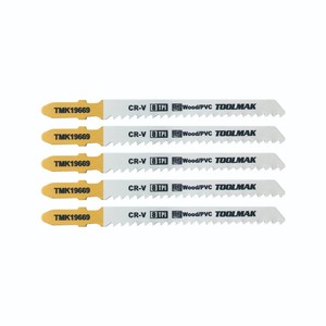 Lames de scie sauteuse Toolmak 8 TPI Cr-V pour la coupe du bois et du PVC, lot de 5 - Product Image 1