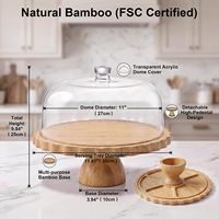 Support à gâteau rond en bambou avec couvercle 2-en-1, présentoir à desserts et plateau à charcuterie pour plateaux de fruits, fromages et pizzas