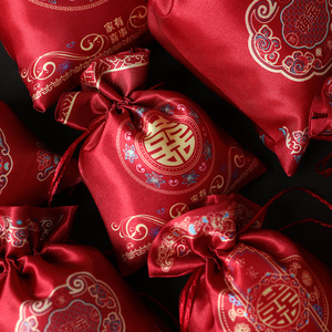 Sacs à bonbons de mariage Magpie en satin rouge, style chinois, petites, moyennes et grandes tailles pour les cadeaux de mariage - Product Image 3
