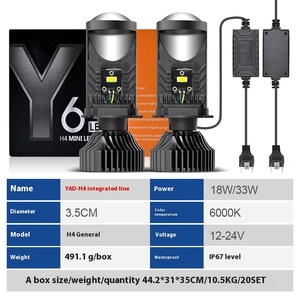 Nouveau phare LED neutre 6000K, lampe à œil de poisson Y6D Y8 Y7D, lentille H4 pour voiture, moto, compatible VW Amarok Accord X3 Hilux X5 12V - Product Image 6
