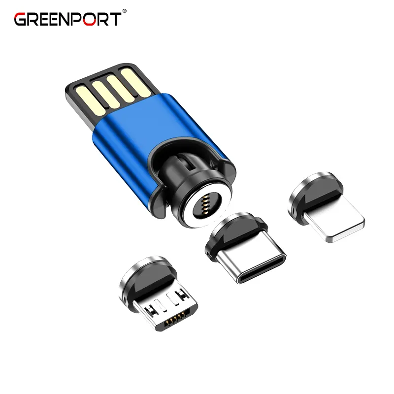 Nova Chegada 2021 Micro USB Cabo de Carregamento Magnético 3 em 1 mini portátil cabo de carregamento adaptador de carregador magnético o <span class=keywords><strong>menor</strong></span> 3A