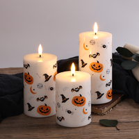 Ensemble de 3 bougies LED à flamme vacillante en cire de paraffine à télécommande Matti's, décoration d'Halloween, pilier blanc