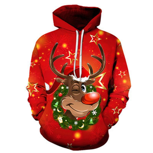 Fitspi-Sudadera con capucha con estampado navideño para hombre y mujer, jersey rojo de <span class=keywords><strong>estilo</strong></span> <span class=keywords><strong>Hip</strong></span> <span class=keywords><strong>Hop</strong></span> a la moda, <span class=keywords><strong>ropa</strong></span> de otoño - Product Image 1