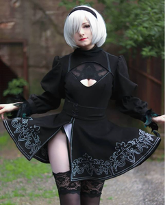 Perruque Ainizi 38 cm coupe courte bob avec frange gris argenté 2B pour <span class=keywords><strong>cosplay</strong></span> <span class=keywords><strong>NieR</strong></span> <span class=keywords><strong>Automata</strong></span> pour femmes - Product Image 4