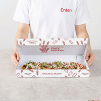Boîte à pizza en carton blanc imprimée sur mesure, vente en gros, design artistique coloré, emballage alimentaire jetable, écologique