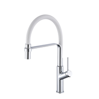 Robinet de cuisine moderne en laiton chromé, monocommande, à poser sur comptoir, avec douchette extractible trois-en-un, eau froide et chaude, valve en céramique