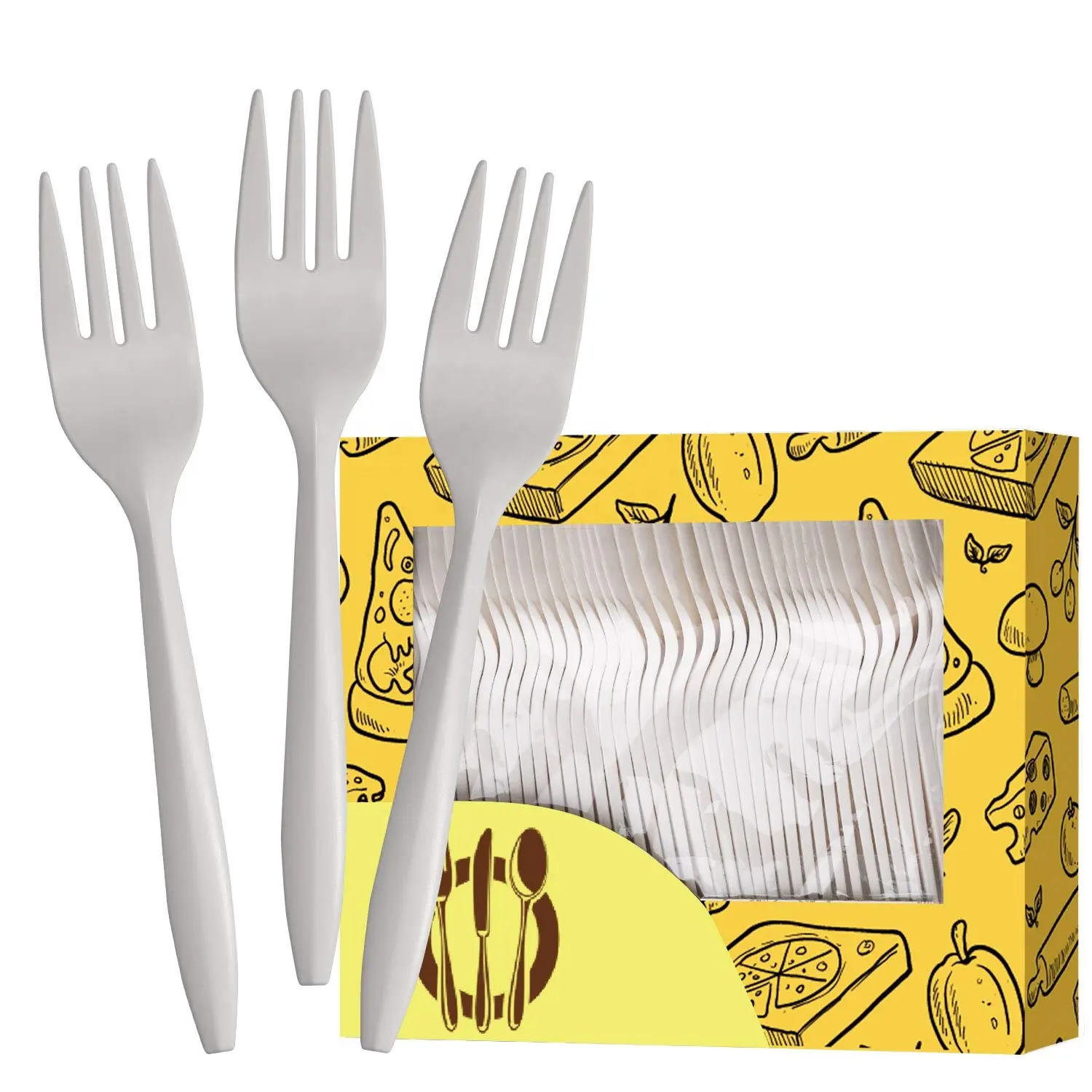 Disposable Plastic Fork Medium Weight PP Plastic Cutlery Set Disposable Tableware Plastic Fork 2.5g