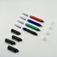 Surligneur avec stylo et stylet combinés, barils multicolores, encre noire à bille, surligneurs en gel à la cire avec stylo LED