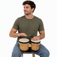 Bongo en peau de mouton naturelle, personnalisé avec logo, populaire, pratique et portable, instrument de percussion pour divertissement, vente en gros