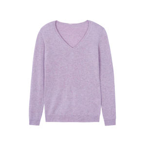 Suéter de Mujer Moderno con Cuello en V, Tejido Plano de Lana/Viscosa, Silueta Contemporánea, Ropa Casual Refinada para Oficina, Color Sólido - Product Image 1