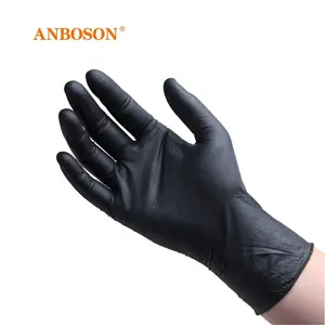 Guantes de nitrilo negros para uso médico, guantes de nitrilo resistentes sin marca, para examen médico, tatuaje de grado alimenticio, 6 Mil