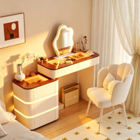 Meja Rias Mewah Desain Baru dengan Lampu LED, Laci, Cermin Kaca, Penyimpanan, dan Tempat Makeup untuk Kamar Tidur, Grosir Furnitur