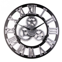 Jam Dinding Kayu Solid Mewah 3D Custom Moving Gear, Jam Dinding Dekorasi Rumah Modern Buatan Tangan OEM