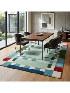 Alfombra de Lana Hecha a Mano, Alfombra de Superficie Suave de Primera Calidad para Interiores de Casas Modernas, Decoración de Dormitorios y Salas de Estar de Diseño - Product Image 5