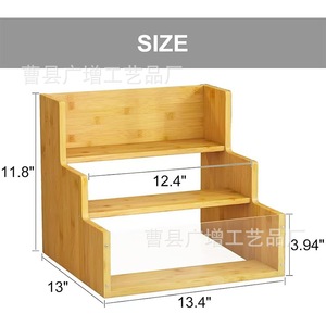Estante de madera para botellas de whisky, organizador de escritorio de 3 niveles para exhibir vino y especias en el hogar o bar. - Product Image 3