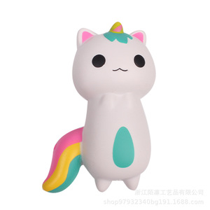 Pu Foam Cartoon Cat Figurine Rainbow Tail Slow <b>Rebound</b> Toy Decor - Product Image 3