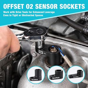 Juego de Llaves para Sensor de Oxígeno DURATECH de 12 Piezas, Llaves de 7/8" y 1-1/16", Adaptadores de Rosca de 3/8" y 1/2" para O2 - Product Image 4