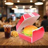 Boîte à hamburger carrée/rectangulaire biodégradable ZJPACK, emballage alimentaire résistant à la graisse avec revêtement