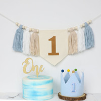 Bannière de pompon en perles de bois bohème et chapeau de 1er anniversaire Ensemble de décoration de fête élégante pour les fêtes d'anniversaire