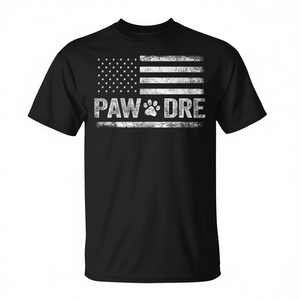 Camiseta Paw Dre con Estampado de Pata de Perro y Bandera de Estados Unidos, Manga Corta, Cuello Redondo, Unisex, para Adultos, Ropa Promocional - Product Image 2