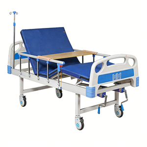 Lit d'hôpital manuel <span class=keywords><strong>en</strong></span> acier à manivelle unique, prix usine, avec dossier réglable et barrières latérales pliables pour examen du patient - Product Image 2