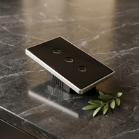 Interrupteur intelligent Tuya WiFi de luxe avec écran tactile en verre, commande vocale, étanche et durable, avec cadre en aluminium