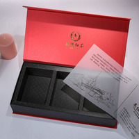 Cajas de Embalaje Magnéticas Rígidas Rojas Personalizadas para Té Chino, Whisky y Bebidas Energéticas, Caja de Regalo con Revestimiento de Cartón Gris Reciclable
