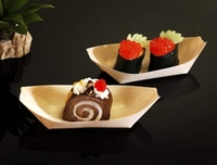 Bateau en bois de sushi géant biodégradable le plus vendu conteneur alimentaire jetable naturel pour servir des fêtes de sushi couverts en bois