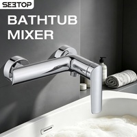 Mitigeur de douche mural monofonction pour salle de bain, finition chrome poli, poignée unique, en cuivre et céramique