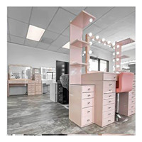 Coiffeuse LED moderne au design épuré avec miroir, tabouret et tiroirs, blanc et noir