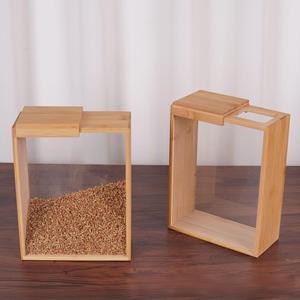 Grote Keuken Voedsel Bamboe Plastic Graancontainer Met Deksel 3l Opslag Dispenser Voor Granen, Rijst, Noedel, Bloem, Snack, Snoep - Product Image 5