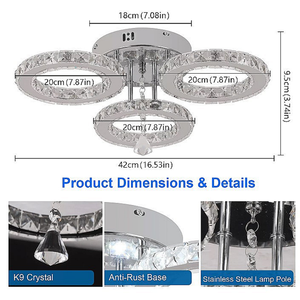 Lámpara de techo de cristal LED con anillo creativo moderno, superventas transfronterizo Simple para estudio, comedor, iluminación de acero inoxidable - Product Image 2