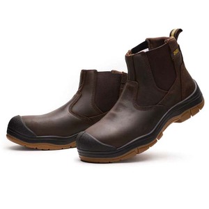 Bottes de sécurité industrielles en cuir Crazy Horse <span class=keywords><strong>marron</strong></span> L617-1 OEM/ODM pour hommes, bottes de construction antidérapantes à semelle en caoutchouc, bottes de soudage - Product Image 3