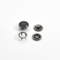 Kancing Tekan Logam Kuningan 12mm Bulat Berlapis Flatback 4-Bagian Mutiara Hitam Model Prong Snap Warna Nikel/Gun Metal # 333