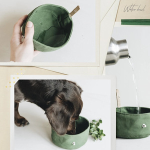 Foldable dog bowls, <b>canvas</b> dog food bowls, water bowls, feeding bowls, portable pet food bags for dog walking. - Product Image 2