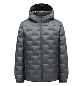 Veste d'hiver pour homme en tissu double couche de couleur unie, patchwork, à capuche, décontractée, chaude - Product Image 3