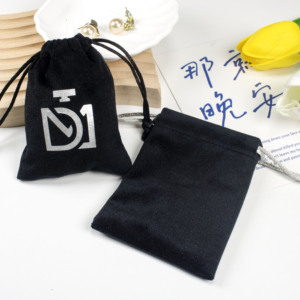 Bolsa de Terciopelo Negro con Cordón, Personalizada y Reciclable, para Envase de Perfume, en Oferta - Product Image 2