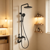 Ensemble de douche pluie poli 3464 à 2 poignées, 3 modes de jet, pluie douce, moderne, 2 trous, pour hôtels, salle de bain de luxe, fabriqué en Chine