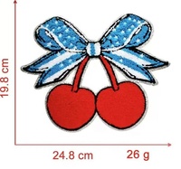 Patch brodé en chenille de grande taille, prix d'usine, nœud papillon, à repasser, broderie en chenille, patch brodé pailleté GIGI