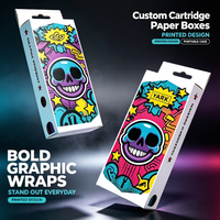 Boîte en carton personnalisée avec logo, style tiroir coulissant, avec trou de suspension pour l'affichage de marchandises en vente au détail