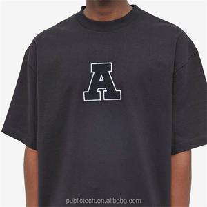 เสื้อยืดผ้าฝ้ายสแปนเด็กซ์ปักโลโก้95% สำหรับผู้ชายสีดำน้ำหนักมากกำหนดโลโก้ได้เอง - Product Image 3