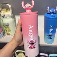 Nouvelle tasse thermos Stitch avec remplissage en coton PP, gourde à paille, design dessin animé Big Mac Car Ice King