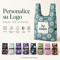 Sac de courses réutilisable avec logo imprimé personnalisé, lavable en machine, pliable, en PET recyclé, avec poignée renforcée
